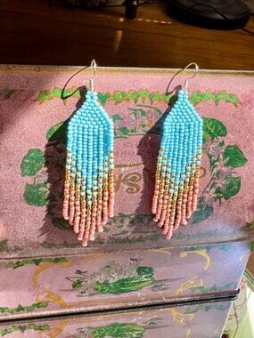 Handmade Bohemian Beaded Native Fringe Earrings